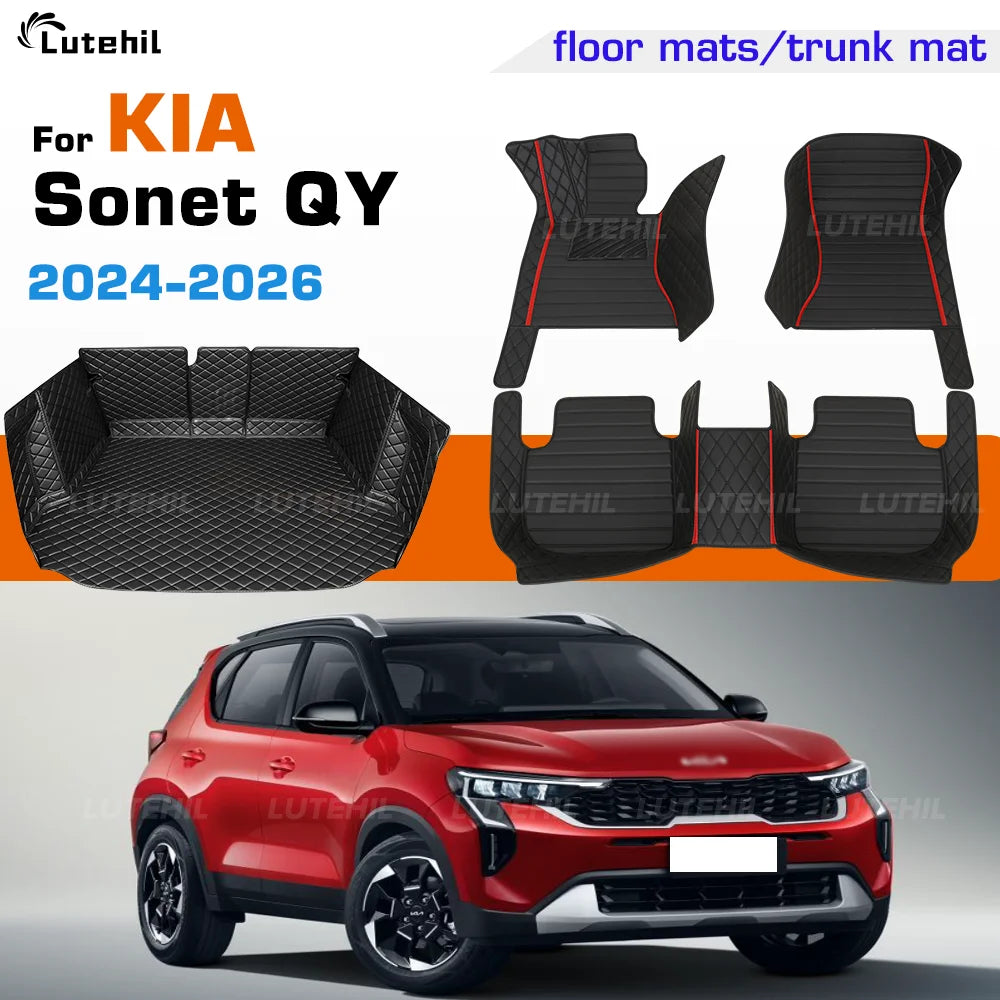 Alfombrillas para Kia Sonet QY 2024 2025 2026, personalizadas, de cobertura total, para maletero, con almohadillas para los pies y revestimiento de carga para todo tipo de clima.