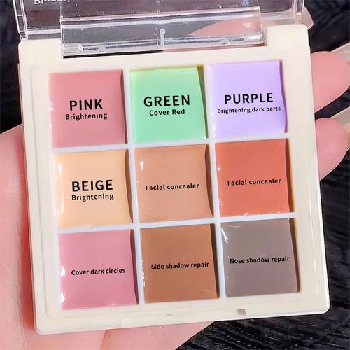 Corrector multicolor y paleta correctora de color, corrección de tonos verdes/morados para maquillaje facial, imperfecciones y cobertura de ojeras